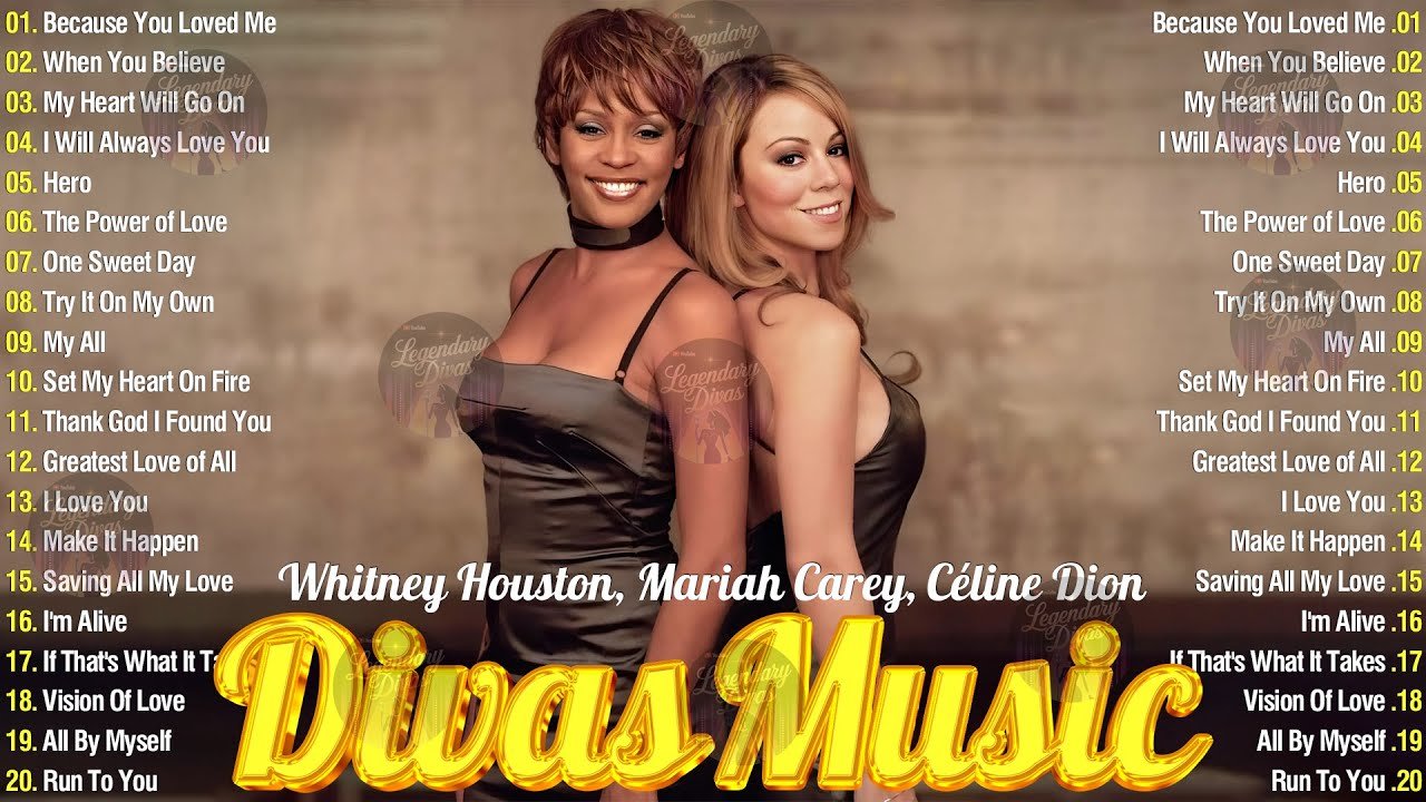 Best Ballad Love Songs Greatest Hits – Whitney Houston, Celine Dion, Mariah Carey #legendarydivas